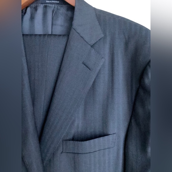 Ermenegildo Zegna Navy Stripe Suit 48R 38x31 Micronsphere Traveler Wool Silk - Picture 3 of 10